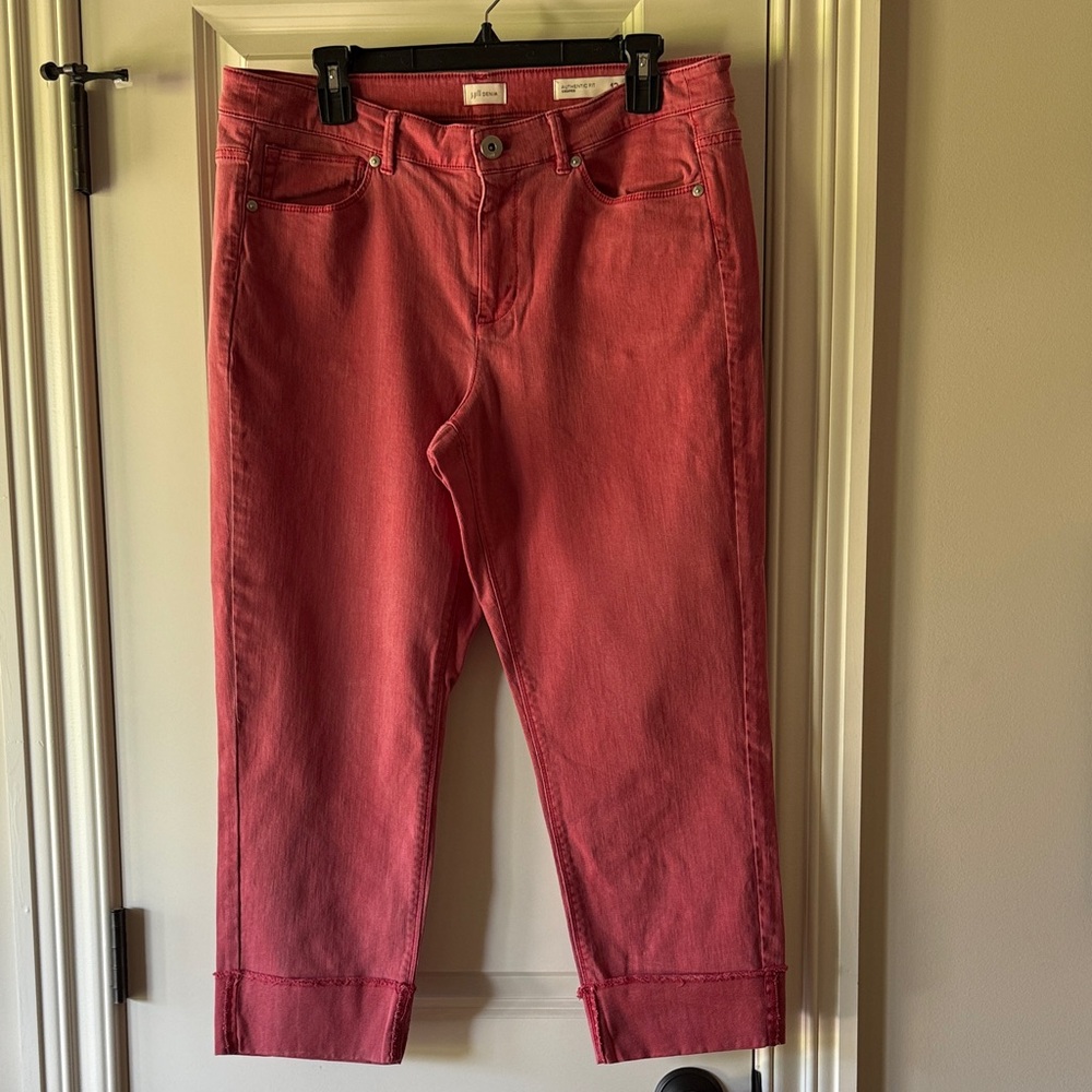 J. Jill Coral-Red Cropped Jeans